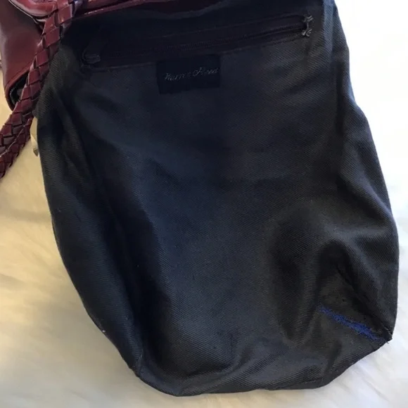 Vintage 1980s Warren Reed Oxblood Woven Leather Saddle Bag Structured - Picture 15 of 15